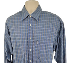 Vintage Esprit Men’s Plaid Button Down Shirt Long Sleeve Blue Gray Casual Size L
