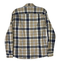 American Eagle Super Soft Plaid Button Down Shirt Mens Large Tan Navy Blue L/G/G