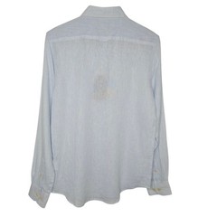 Ben Sherman Mens Blue Modern Classic Fit Linen Blend Button Up Shirt Small