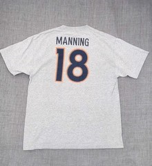 Denver Broncos × Reebok Peyton Manning Grey Tee Shirt. Large
