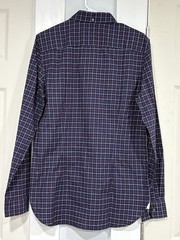 Tommy Hillfiger Men’s Medium Button Down Shirt Navy Red plaid Stretch Cotton