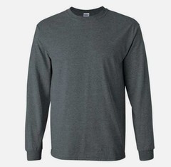 Gildan Ultra Cotton Long Sleeve T-Shirt Style G2400, Dark Heather (1 Pack)- 2XL