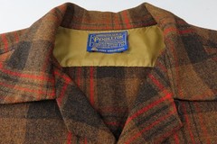 VTG Pendleton Board Shirt Men Pure Wool Brown Brick Ombre Collar Loop Medium EUC
