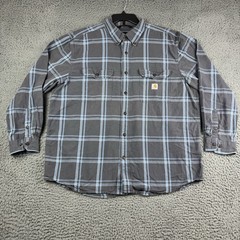 Carhartt Shirt Mens XL Loose Fit Midweight Plaid Casual Workwear Outdoor Blue