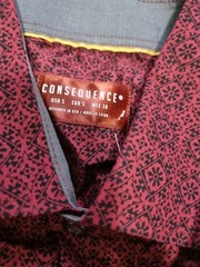 Men’s Small Red And black Consequence Long Sleeve Button Up Shirt