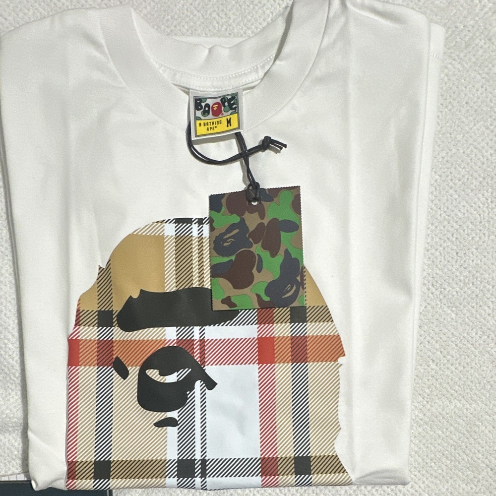 A Bathing Ape BAPE Ape Head Graphic Tee White Mens M Crew Neck Short Sleeve