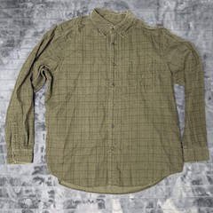 Eddie Bauer Shirt Mens Large Green Check Button Down Long Sleeve Cotton Casual