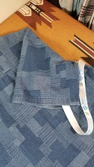 Men’s Plaid Patchwork Japanese Boro Sashiko Wabash Stripe S/S Blue Denim Shirt