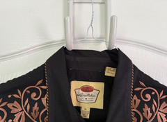 Larry Mahan Cowboy Western Shirt Snap Long Sleeve Black Brown Embroidered XL