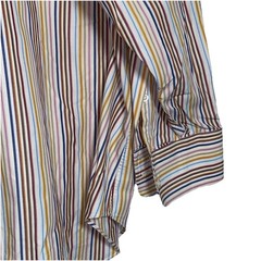 Robert Talbott Striped Button Front Dress Shirt Size 18-36 Warm Brown Tones