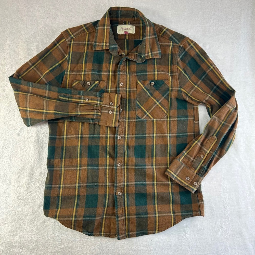 Altamont Gorpcore Plaid Flannel Button Down Shirt Large Skater Grunge Earthy