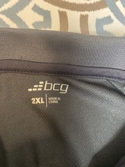 BCG Men’s 2XL Gray Solid Collared Short Sleeve Polo Shirt Logo Button