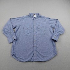 Vintage Carhartt Shirt Mens 2XL Blue Chambray Button Up Rugged Outdoor Work 90s