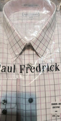 Paul Fredrick Men’s Dress Shirt 18/34 Striped Non-Iron 2-Ply Cotton Pinpoint