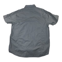MO7 Gray Solid Short Sleeve Button-Up Shirt Men’s L Utility Military Streetwear