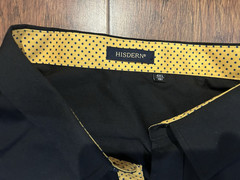HISDERN Mens Long Sleeve Button Down Shirt Black w/Yellow Accent 4XL/ 19.5″neck
