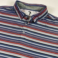 Anderson Ord Golf Polo Shirt Mens Large Red Blue Striped Performance Embroidered