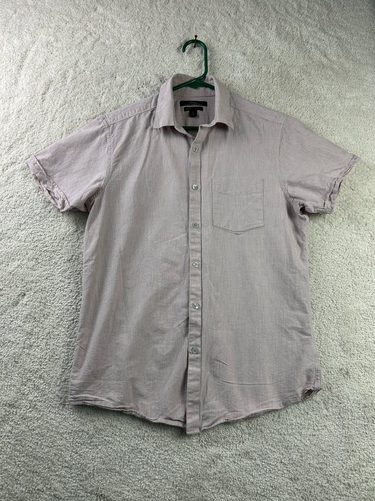 Marc Anthony Men’s Casual Button-Down Shirt Light Mauve S Cotton Slim Fit