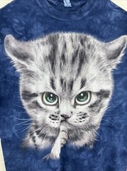 The Mountain Cat Thinking Kitten Tie Dye T-shirt Blue Large 2015 Big Graphic