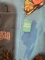 Shinesty Blue Captain Morgan Pineapple Mens Hawaiian Party Button Down Med NWT