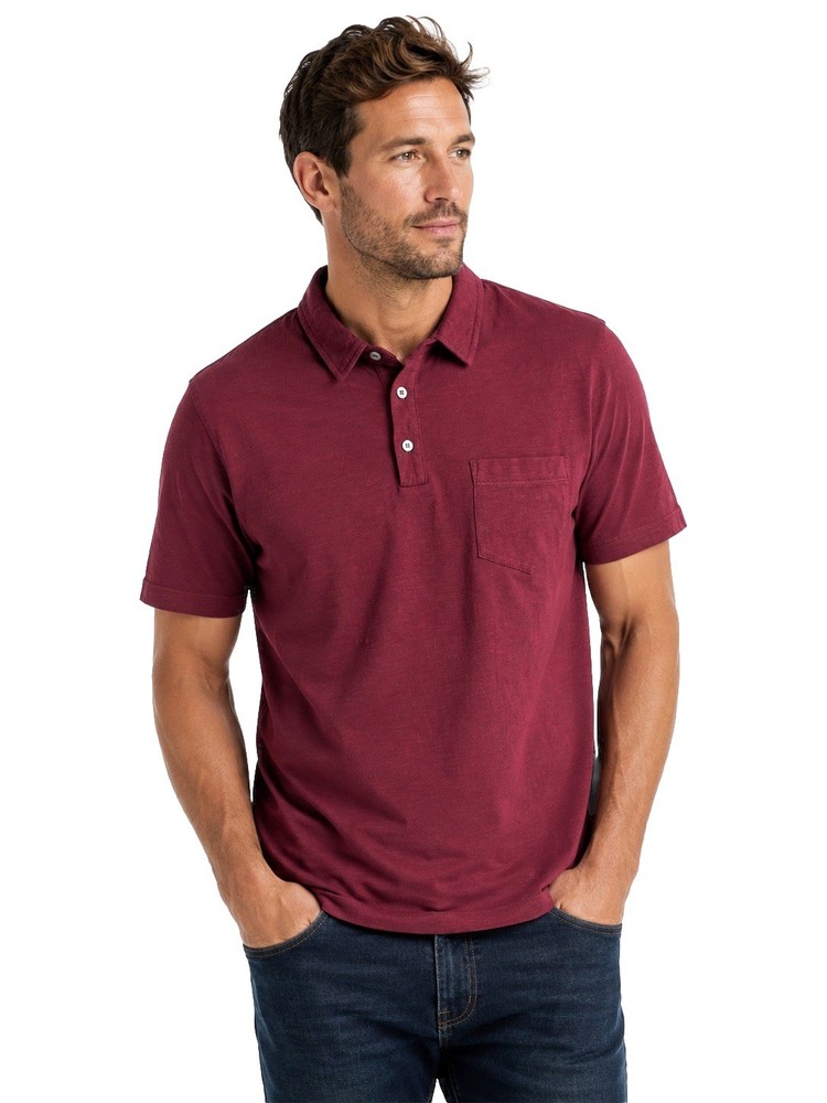 Gustin Made USA Cranberry Oxblood Pocket Men Collared Button Polo Shirt Sz M