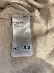 Reiss Polo Shirt Men LARGE Beige French Terry Zip Neck Short Sleeve Cotton Lux