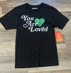 Powercode “You Are Loved” T Shirt Mental Health Black Cotton Blend Men’s Medium