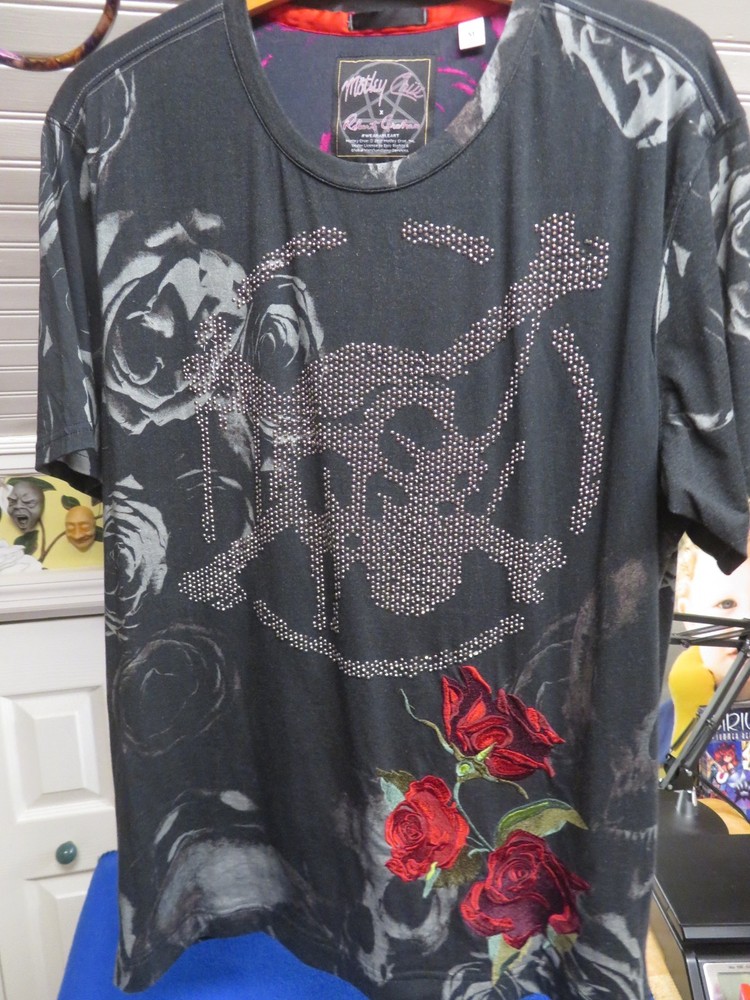 ROBERT GRAHAM MOTLEY CRUE S/S SHIRT SIZE MEDIUM RHINESTONE/STUDS RARE