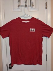“Red White & Brew” Coffee Roastery Large Red Cotton Blend Tee-Shirt