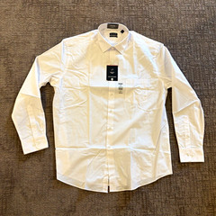 Van Heusen Flex Wrinkle Free White Solid Cotton Dress Shirt Big Fit 20 34/35