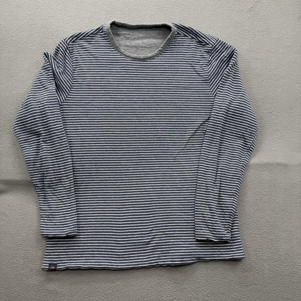 Faherty Striped Solid Reversible Shirt Mens XL Gray Long Sleeve Crewneck Tee