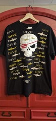 Ed Robinsons Diving Adventures Large Appliqued Pirate Shark Hawaii Black EUC