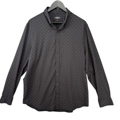Express Performance Extra Slim Mens Large Black Micro Dot Stretch Dress Shirt L