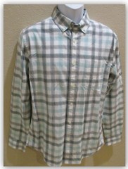 Men’s Every Wear Long Sleeve Button-Down Slim Shirt Poplin AQUA PLAID Goodfellow