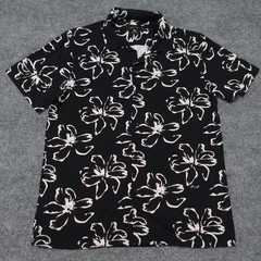 Porter and Ash Shirt Mens L Black Floral Camp Kinetic Stretch Button Up 0713