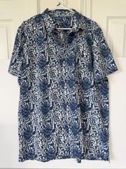 Caribbean Joe Shirt Mens XL Blue Floral Hawaiian Short Sleeve Button Up Casual