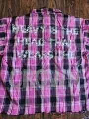 Streetwear Flannel Shirt Rhinestone Skull Long Sleeve Plaid Button Up Pink S
