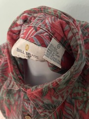 Bill Blass Men’s Medium Red Grey Silk Blend Front Pocket Short Sleeve Shirt
