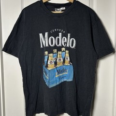 Cerveza Modelo Especial Dark Gray Faded Wash Graphic Beer Brand Merch T-Shirt