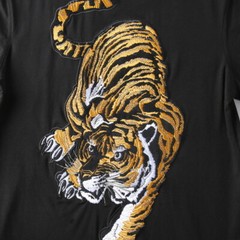 Men’s T-Shirt Japanese Pattern Embroidery Totem Tattoo Stretchy Black White
