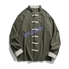 Men Chinese Frog Button Shirt Jacket Retro Tang Suit Coat Tops Cotton Linen Soft