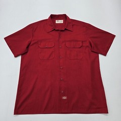 Dickies Mens Red Canvas Button Up Work Shirt Size XL Regular