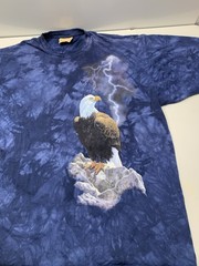 The Mountain Bald Eagle Lightning Nature Art Shirt Mens XL X-Large Blue