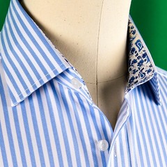 Mens Blue Formal & Business Dress Shirt Herringbone Twill Striped Floral Paisley