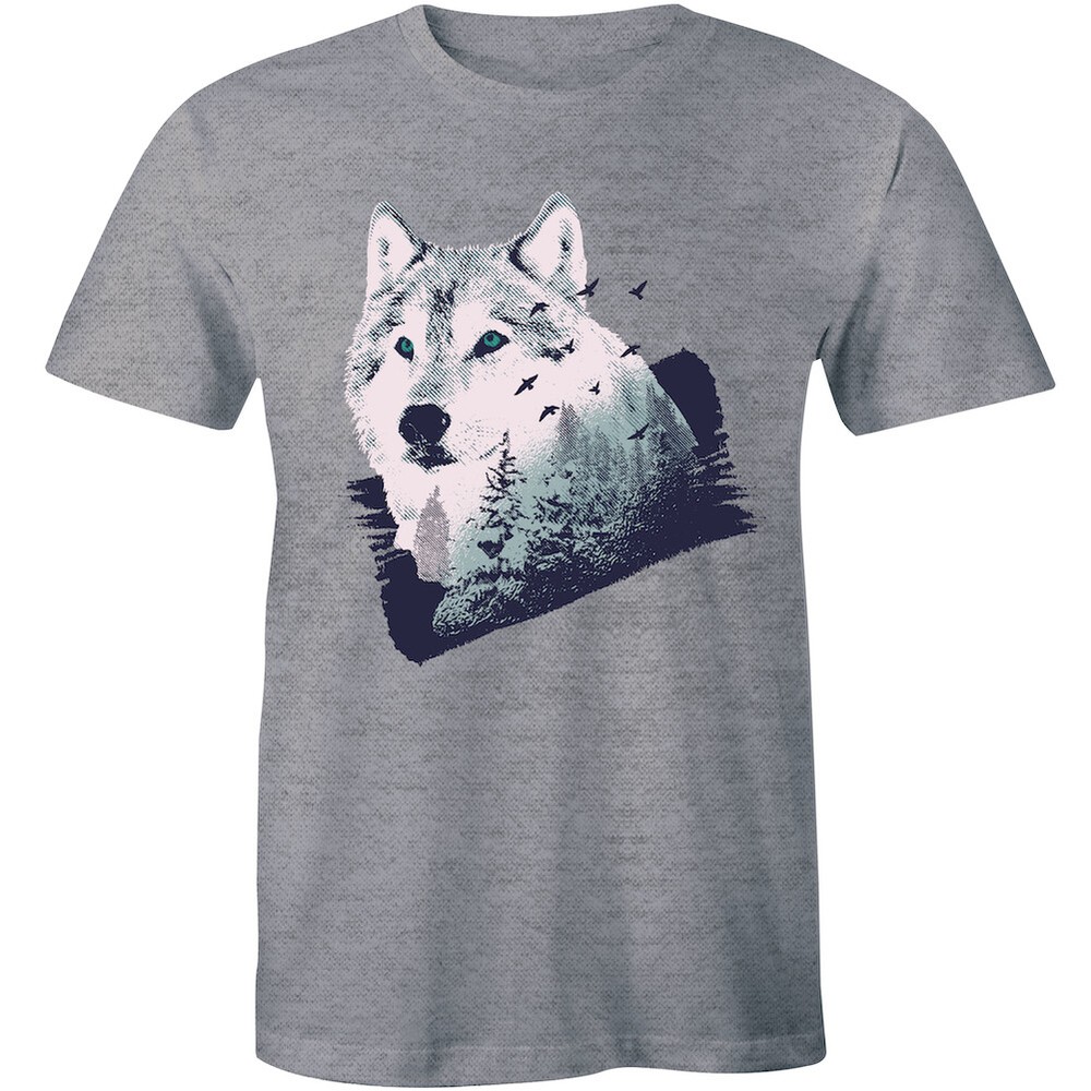 White Arctic Wolf Head Wolves Carnivore Wildlife Forest T-shirt Men Nature Tee