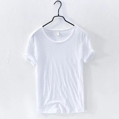 Mens Retro Raw Edge T-Shirt 100% Cotton Lightweight Breathable Slim-fit