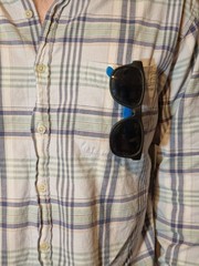 Northern Apparel Mens L Blue/Green Plaid Woven Cotton LS Shirt Pockets
