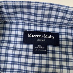 Mizzen + Main Shirt Men 2XL Blue Leeward Trim Fit No Tuck Dress Check Stretch