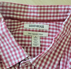 Goodthreads Slim Fit Gingham Button-Down Shirt – Red/White – Size XL