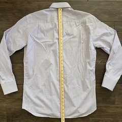 Canali Dress Shirt Men 16.5 42 Purple White Bengal Stripes Cotton Made in Italy